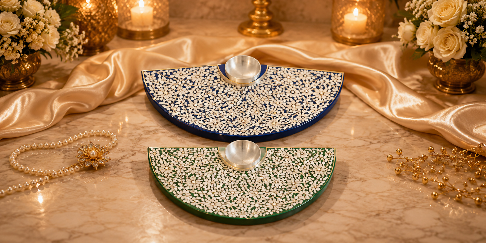 Silver Plated Half Moon Tea Light Holder