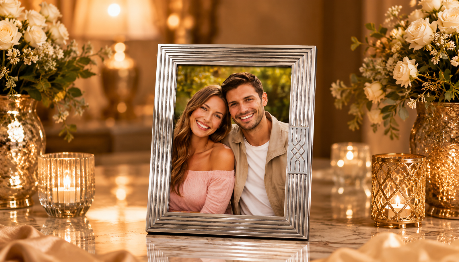 Linear Elegance Silver-Plated Photo Frame