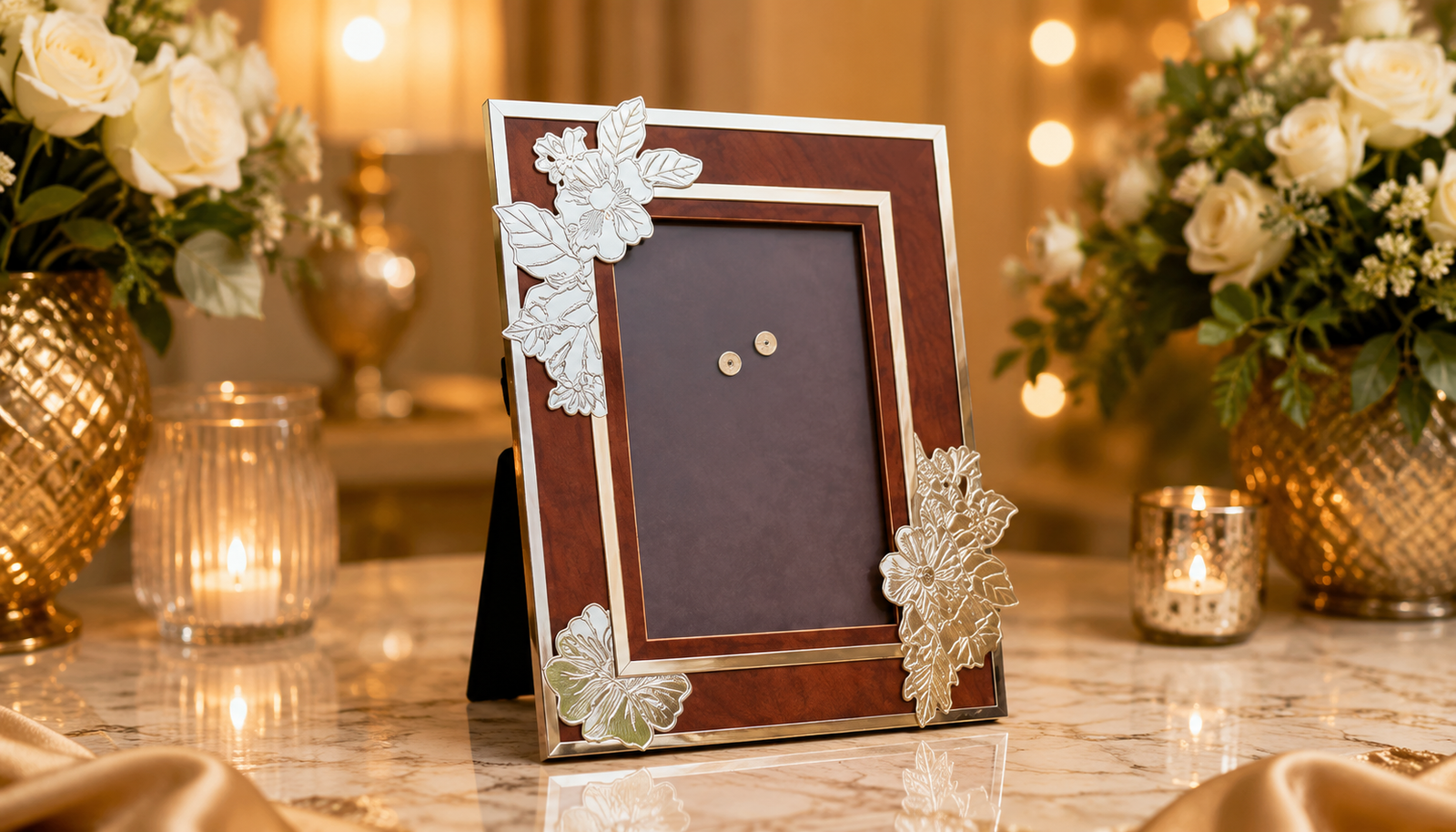 Floral Corner Silver-Plated Photo Frame